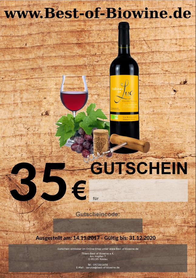 20¤ Wein Geschenk - Gutschein Vom Biowein - Online-Shop | Best-of ...